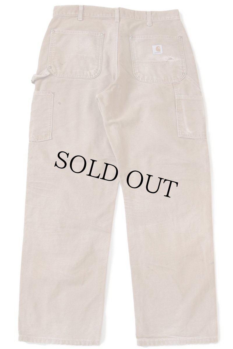 画像3: USA製 carharttカーハート ダブルニー ダック地 ペインターパンツ ペンキ飛び 茶 w34 L30 (3)