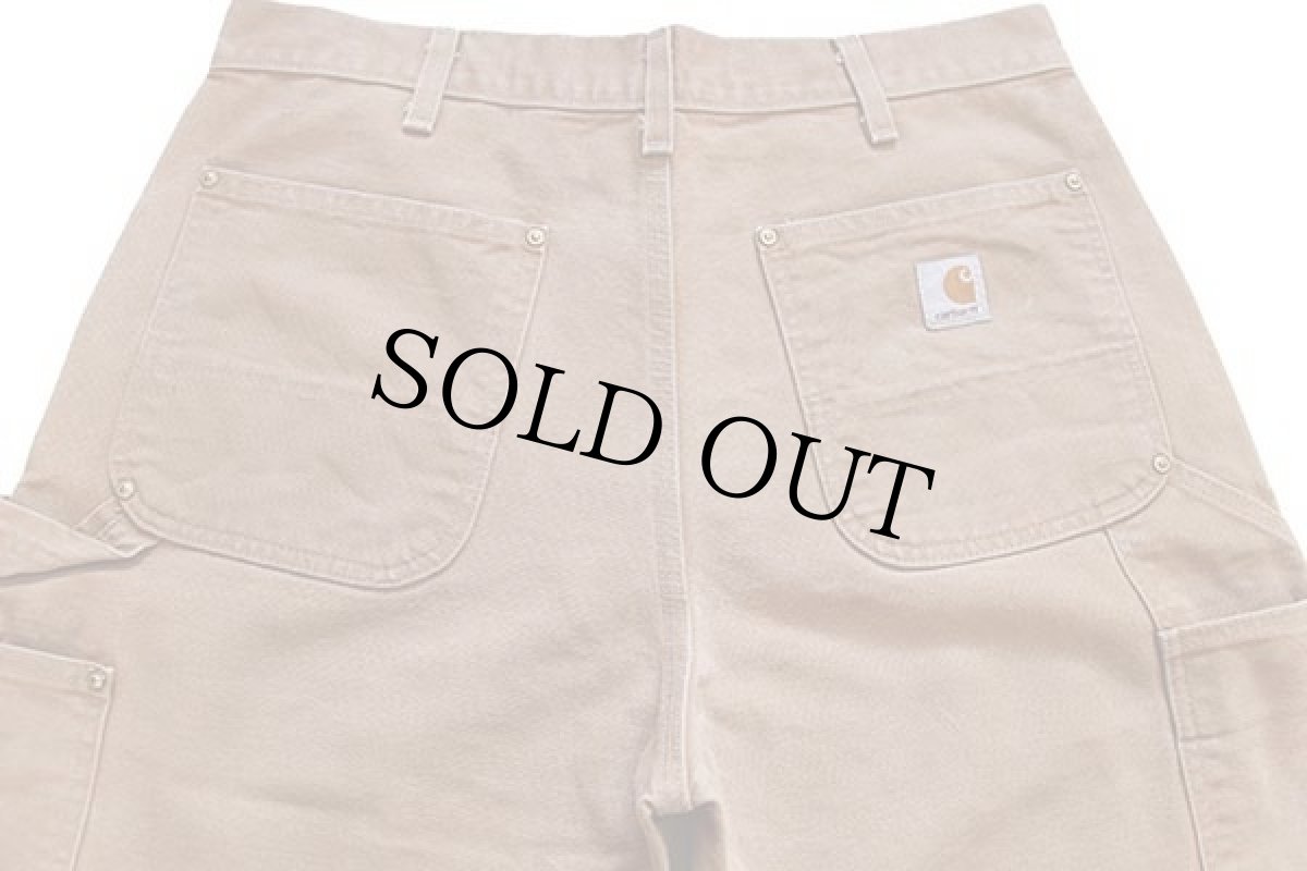 画像5: 90s carharttカーハート ダブルニー ダック地 ペインターパンツ 茶 w35 (5)