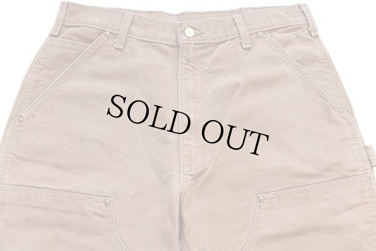 画像4: 90s carharttカーハート ダブルニー ダック地 ペインターパンツ 茶 w35 (4)