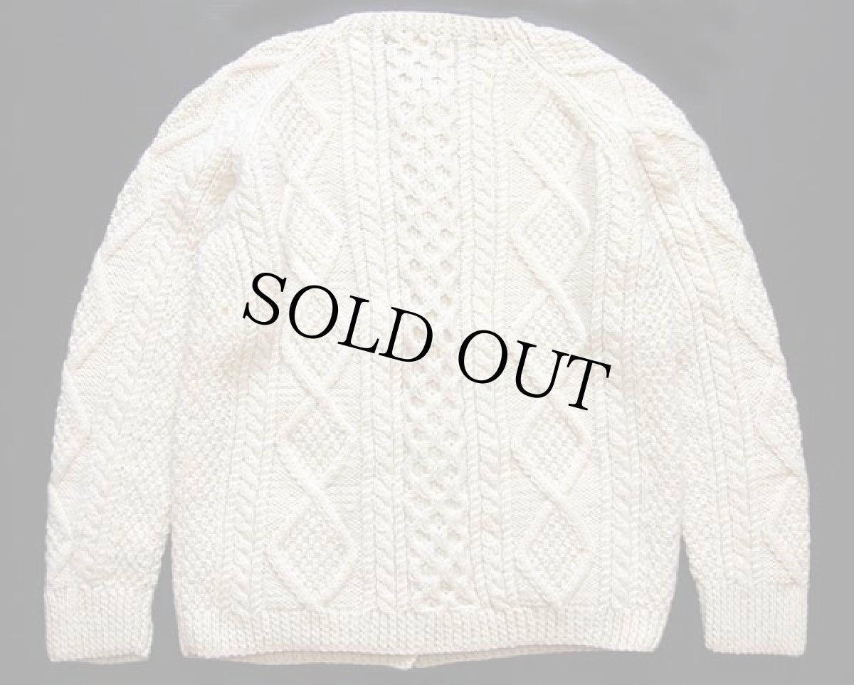 画像2: アイルランド製 John Molloy ノーカラー ケーブル編み ウール ハンドニット カーディガン ナチュラル★フィッシャーマン (2)