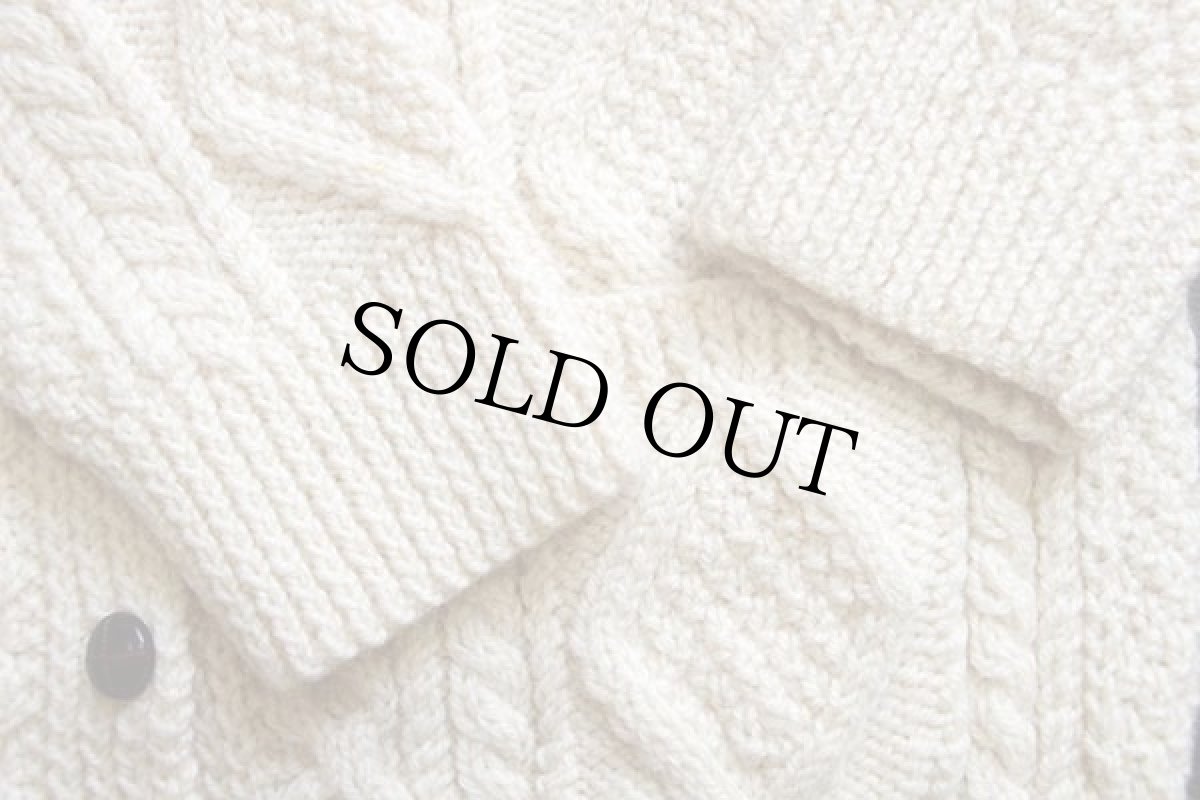 画像5: アイルランド製 John Molloy ノーカラー ケーブル編み ウール ハンドニット カーディガン ナチュラル★フィッシャーマン (5)