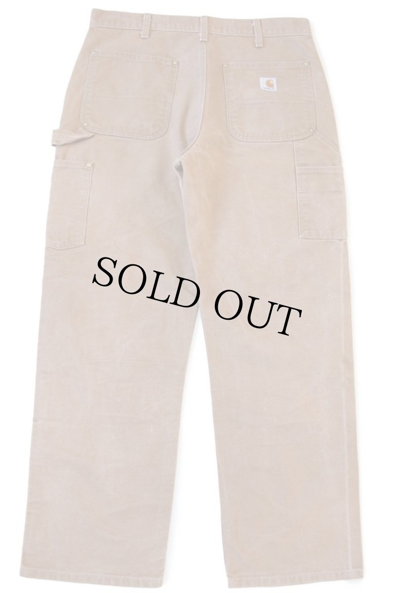 画像3: 90s carharttカーハート ダブルニー ダック地 ペインターパンツ 茶 w35 (3)