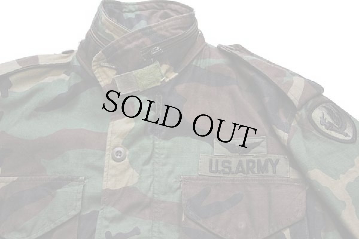 画像3: 80s 米軍 U.S.ARMY パッチ付き ウッドランドカモ M-65 フィールドジャケット S-S★B ALPHAアルファ (3)