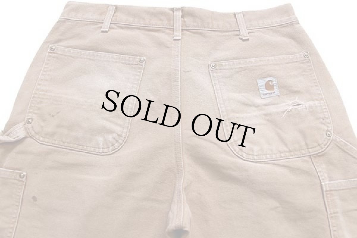 画像5: USA製 carharttカーハート ダブルニー ダック地 ペインターパンツ ペンキ飛び 茶 w34 L30 (5)