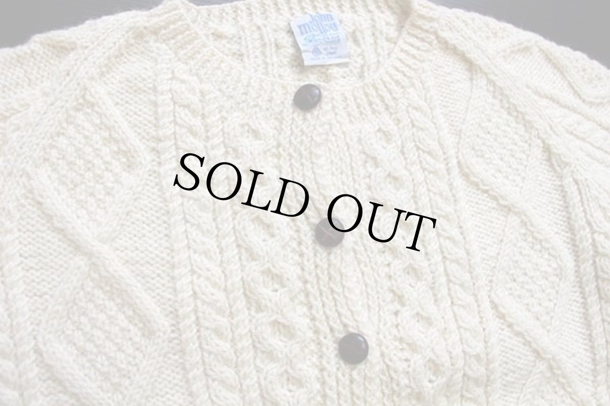 画像3: アイルランド製 John Molloy ノーカラー ケーブル編み ウール ハンドニット カーディガン ナチュラル★フィッシャーマン (3)