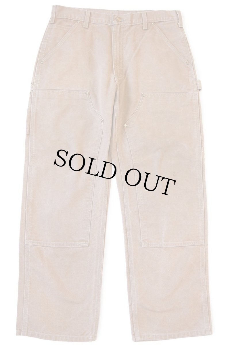 画像2: 90s carharttカーハート ダブルニー ダック地 ペインターパンツ 茶 w35 (2)