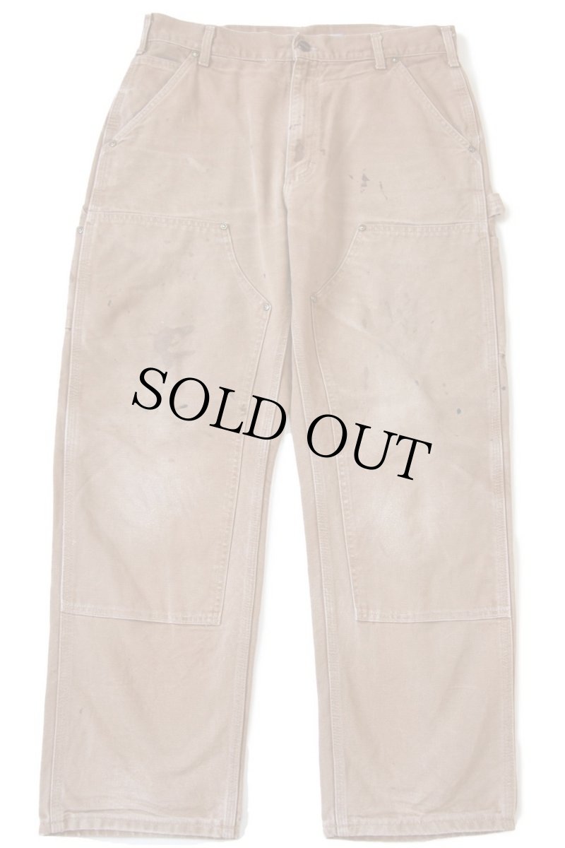 画像2: USA製 carharttカーハート ダブルニー ダック地 ペインターパンツ ペンキ飛び 茶 w34 L30 (2)