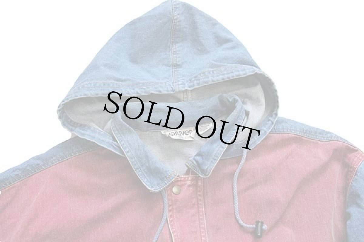 画像3: 90s ARRIVED ツートン 切り替え デニムパーカー 42/22w (3)