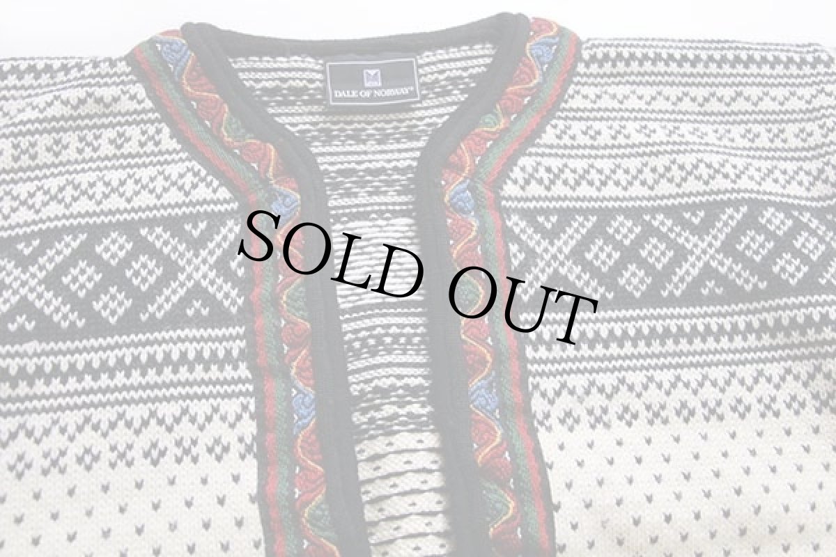 画像3: 00s ノルウェー製 DALE OF NORWAY ノルディック柄 チロリアンテープ ウールニット カーディガン L (3)