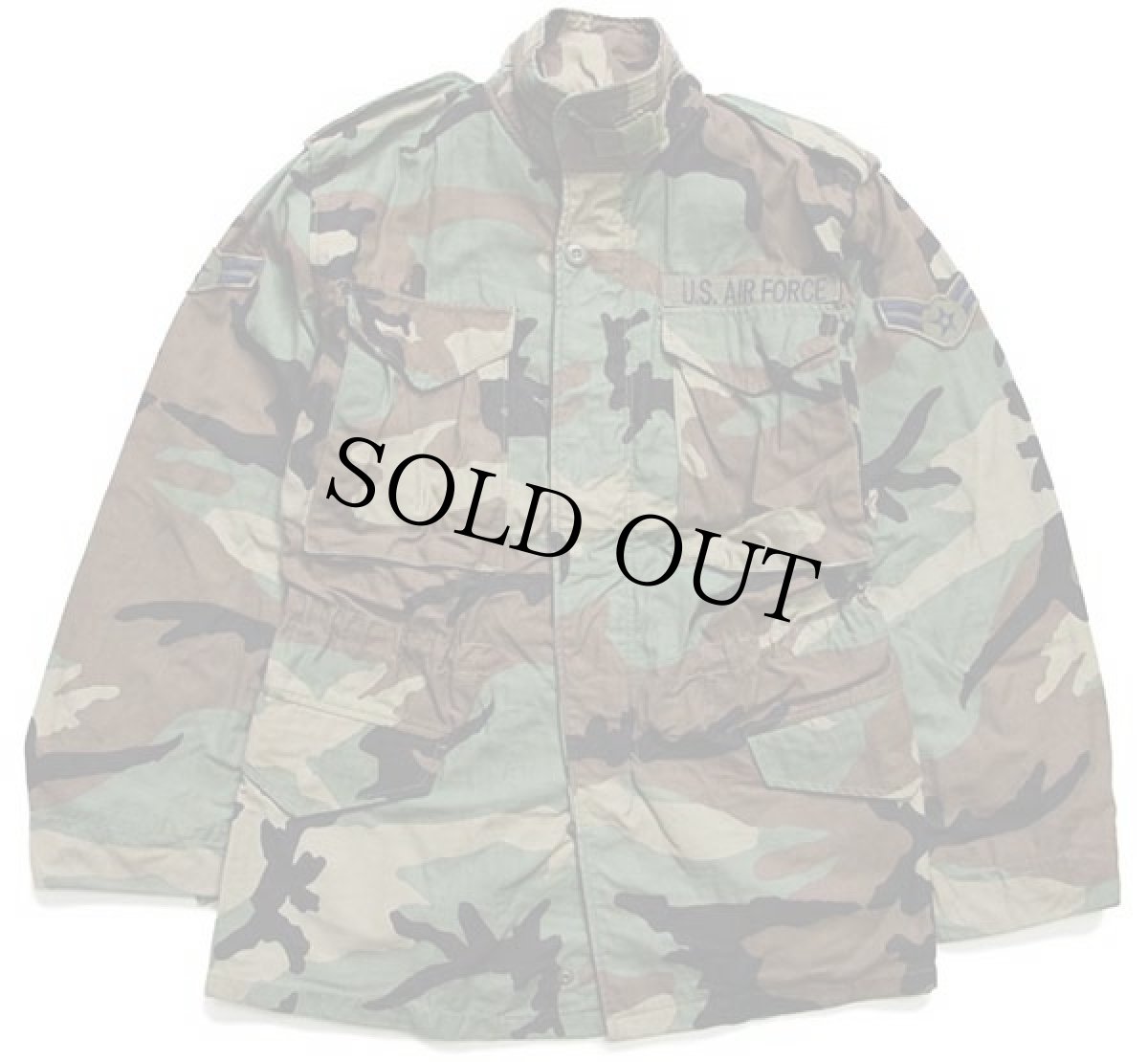 画像1: 80s 米軍 U.S.AIR FORCE パッチ付き ウッドランドカモ M-65 フィールドジャケット XS-R (1)