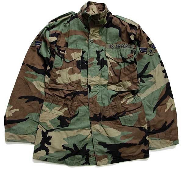 80s US ARMY M-65 3rd ウッドランドカモ ブラスジップ M