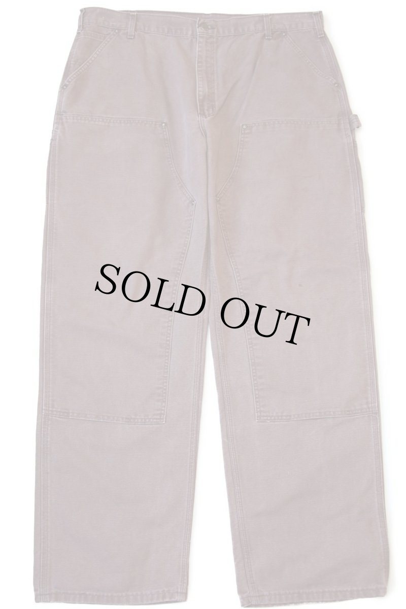 画像2: 00s USA製 carharttカーハート ダック地 ダブルニー ペインターパンツ 焦げ茶 w42 L34 (2)