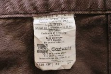 画像6: 00s USA製 carharttカーハート ダック地 ダブルニー ペインターパンツ 焦げ茶 w42 L34 (6)