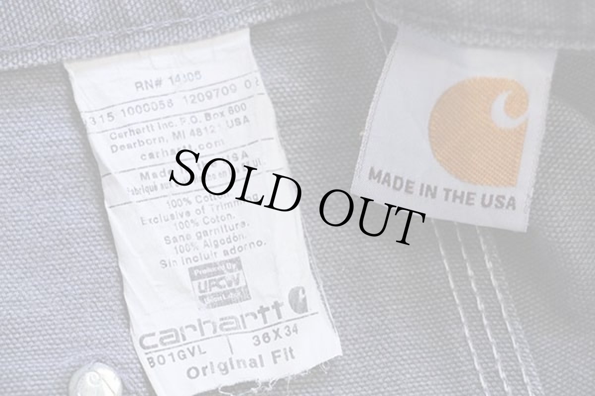 画像6: USA製 carharttカーハート ダック地 ダブルニー ペインターパンツ ペンキ飛び グレー w36 L34 (6)