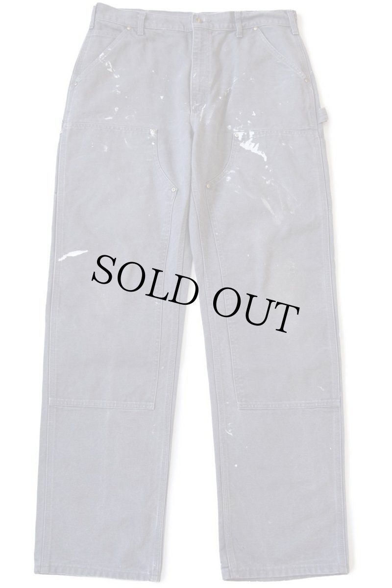 画像2: USA製 carharttカーハート ダック地 ダブルニー ペインターパンツ ペンキ飛び グレー w36 L34 (2)