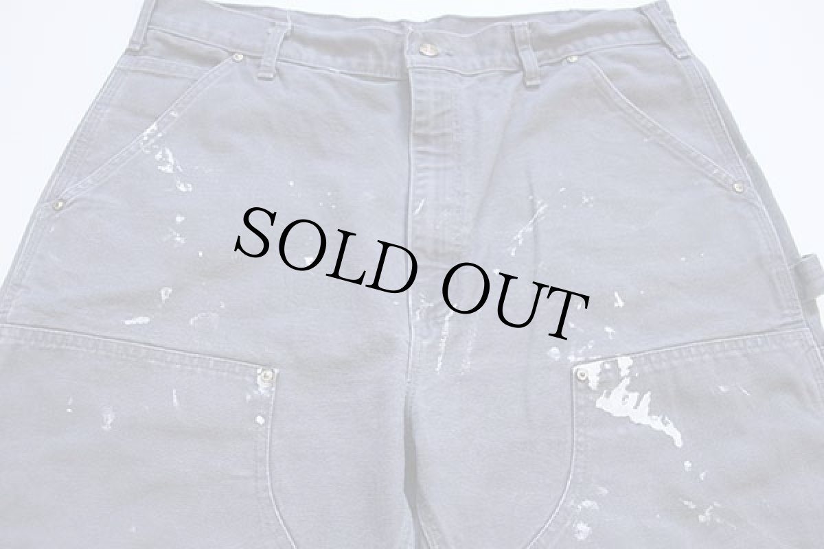 画像4: USA製 carharttカーハート ダック地 ダブルニー ペインターパンツ ペンキ飛び グレー w36 L34 (4)