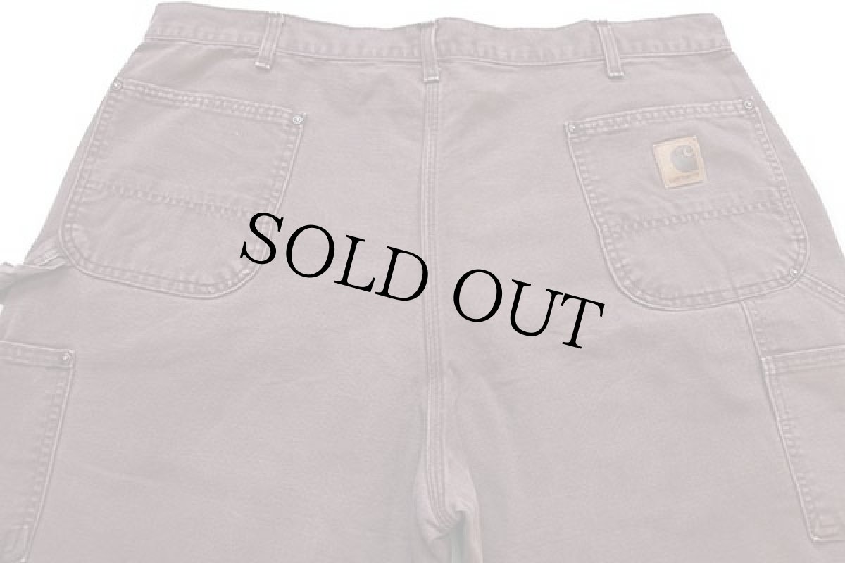 画像5: 00s USA製 carharttカーハート ダック地 ダブルニー ペインターパンツ 焦げ茶 w42 L34 (5)