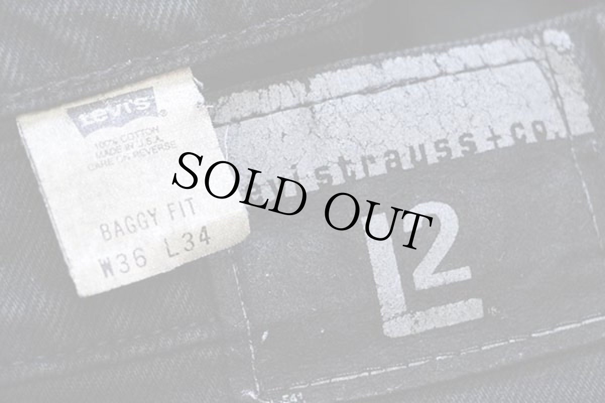 画像6: 90s USA製 Levi'sリーバイス L2 BAGGY FIT ブラック デニムパンツ 後染め w36 L34 (6)