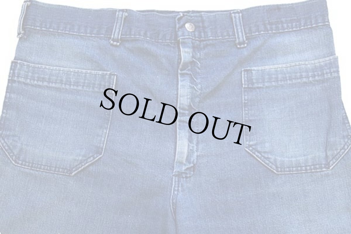 画像4: 70s navdungaree フレア デニム セーラーパンツ w35 (4)