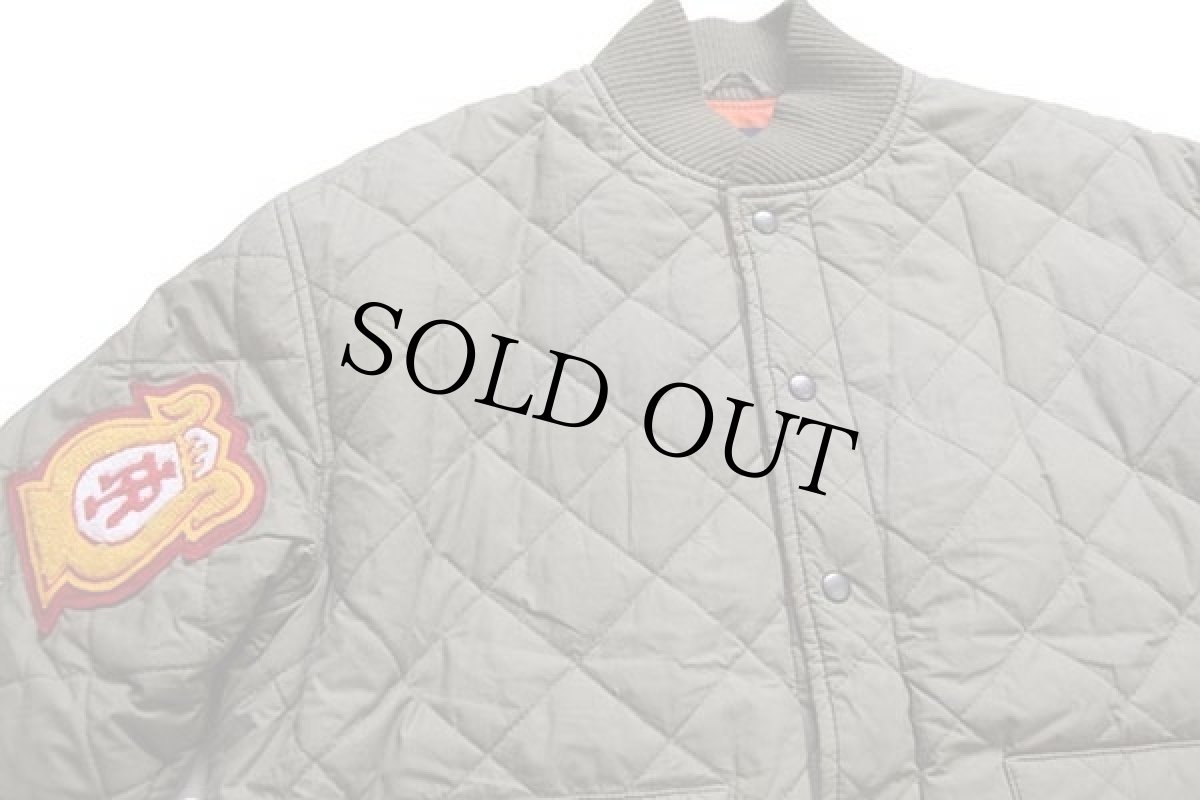 画像3: 90s ポロ ラルフローレン レタード パッチ付き コットン キルティングジャケット グリーングレー M (3)