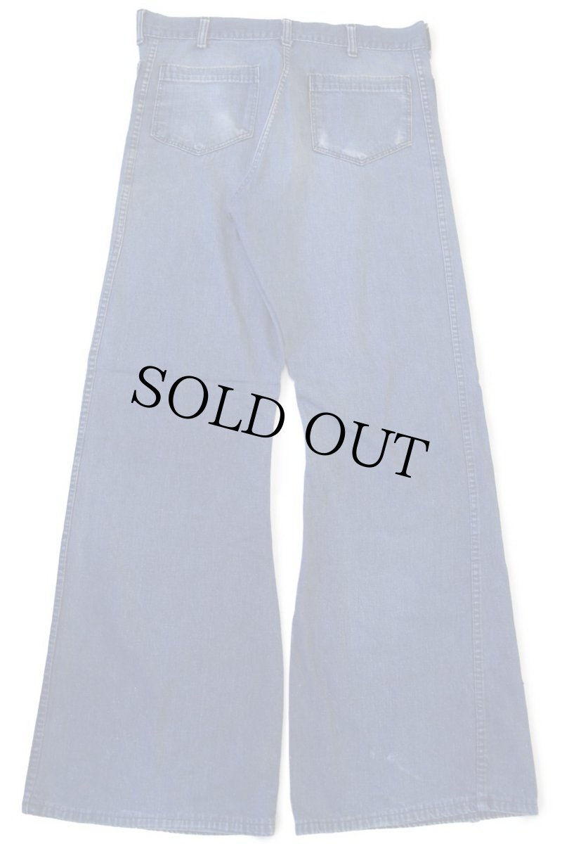 画像3: 70s navdungaree フレア デニム セーラーパンツ w35 (3)