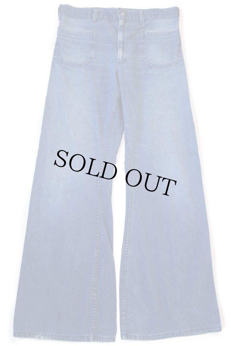 画像2: 70s navdungaree フレア デニム セーラーパンツ w35 (2)