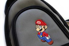 画像3: Nintendo スーパーマリオ 刺繍 ツートン 切り替え 2WAY ナイロン ゲームポーチ グレー×黒★バッグ (3)