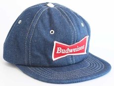 画像1: 80s Budweiserバドワイザー パッチ付き デニムキャップ (1)