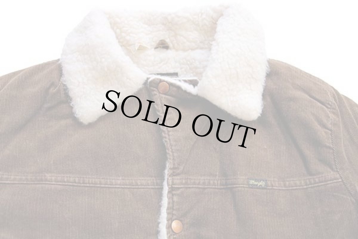 画像3: 70s USA製 Wranglerラングラー ボアライナー コーデュロイ ランチコート 焦げ茶 L★ボアジャケット (3)