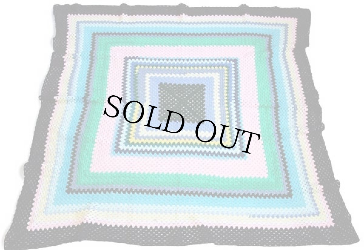 画像2: スクエア ニット グラニー ブランケット 大判 (2)