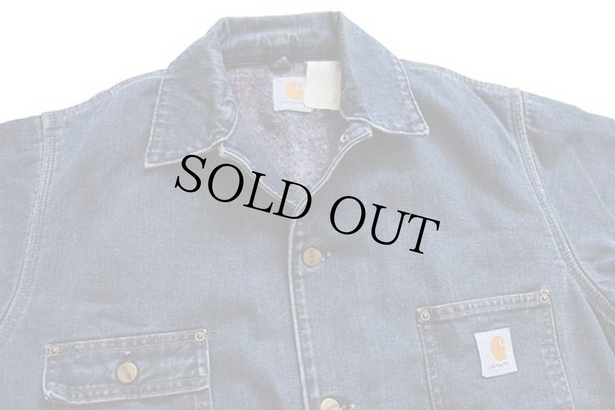画像3: 80s USA製 carharttカーハート ブランケットライナー デニム チョアコート カバーオール M (3)