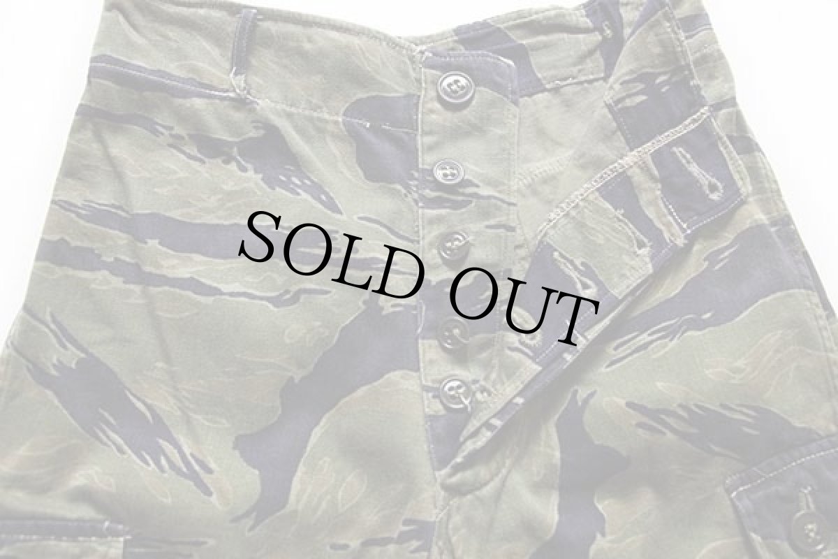 画像4: 60s ベトナム タイガーカモ コットン カーゴパンツ w27 (4)