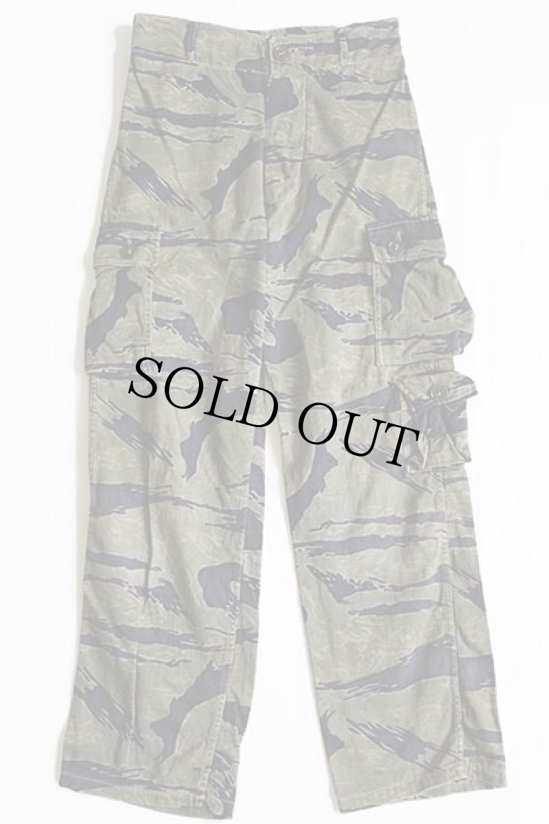 画像2: 60s ベトナム タイガーカモ コットン カーゴパンツ w27 (2)