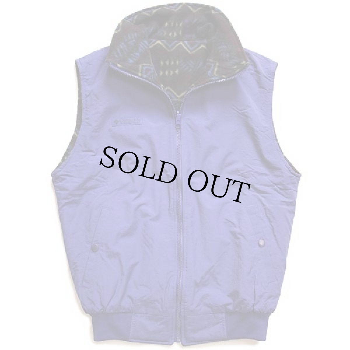 画像4: 90s Columbiaコロンビア リバーシブル 総柄 フリース×ナイロン ベスト 青紫 S (4)