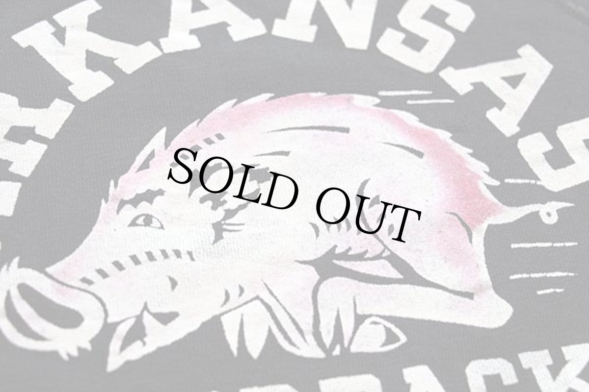 画像3: 60s ARKANSAS RAZORBACKS イノシシ カラーフロッキープリント コットン スウェット 黒 (3)