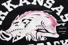 画像3: 60s ARKANSAS RAZORBACKS イノシシ カラーフロッキープリント コットン スウェット 黒 (3)