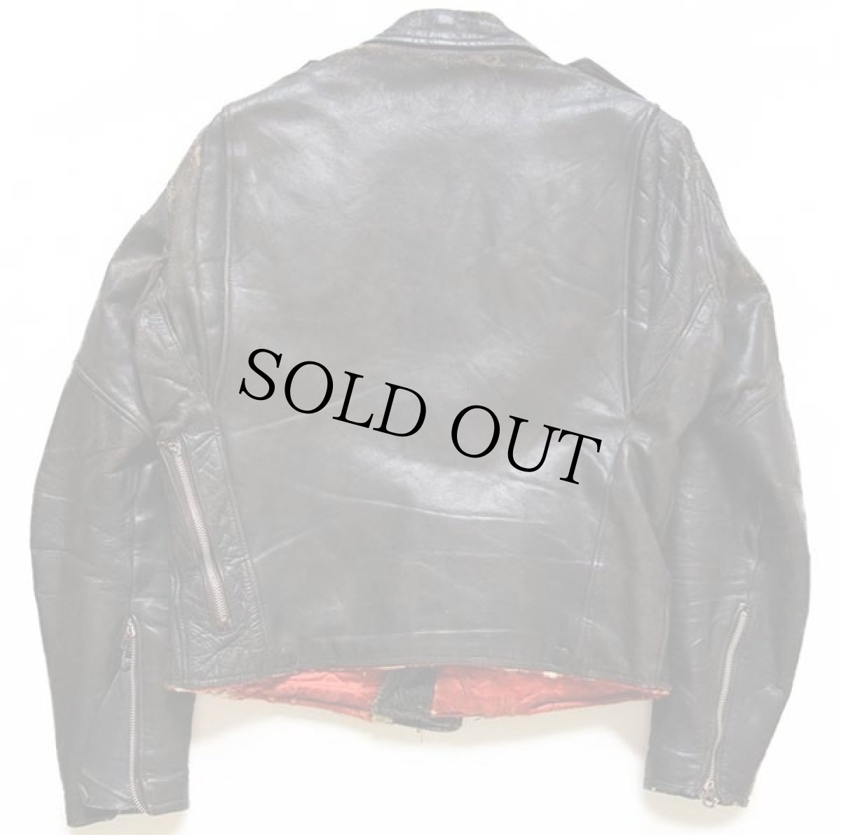 画像2: 50s UNKNOWN キルティングライナー ダブルライダース レザージャケット ボロ 黒 (2)