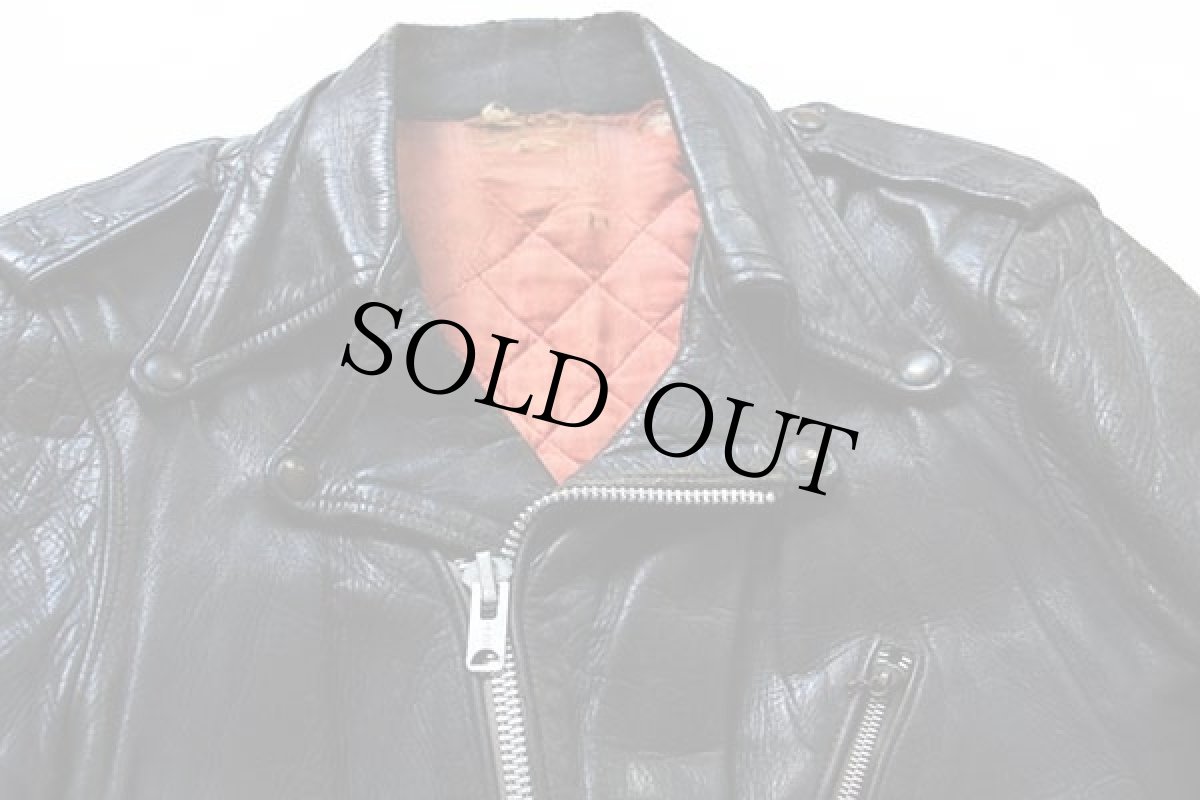 画像3: 50s UNKNOWN キルティングライナー ダブルライダース レザージャケット ボロ 黒 (3)