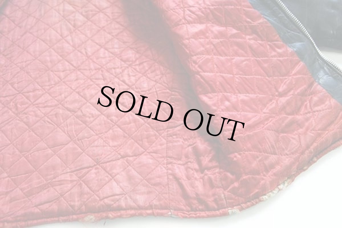 画像6: 50s UNKNOWN キルティングライナー ダブルライダース レザージャケット ボロ 黒 (6)