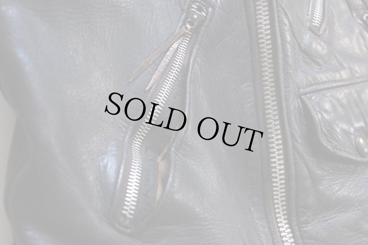 画像9: 50s UNKNOWN キルティングライナー ダブルライダース レザージャケット ボロ 黒 (9)