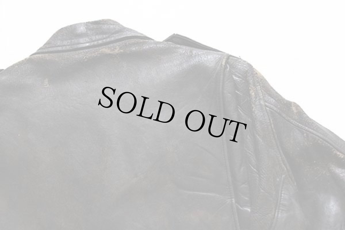 画像4: 50s UNKNOWN キルティングライナー ダブルライダース レザージャケット ボロ 黒 (4)