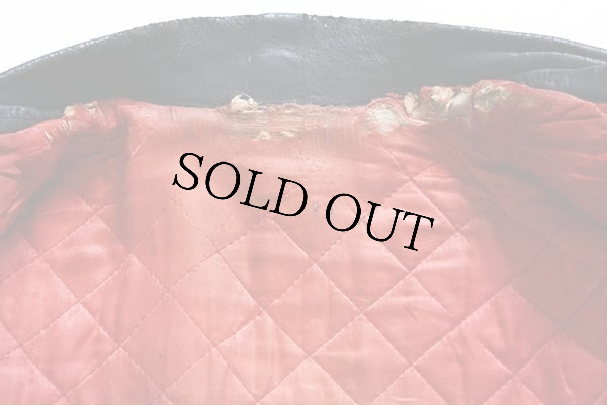 画像5: 50s UNKNOWN キルティングライナー ダブルライダース レザージャケット ボロ 黒 (5)