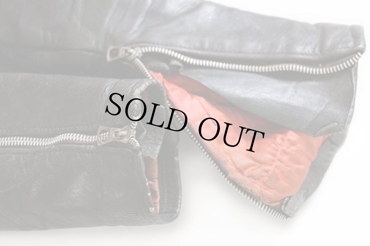 画像7: 50s UNKNOWN キルティングライナー ダブルライダース レザージャケット ボロ 黒 (7)