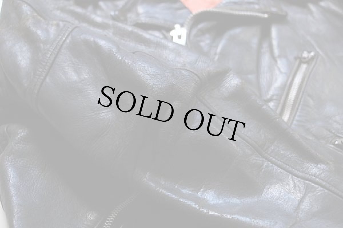 画像8: 50s UNKNOWN キルティングライナー ダブルライダース レザージャケット ボロ 黒 (8)