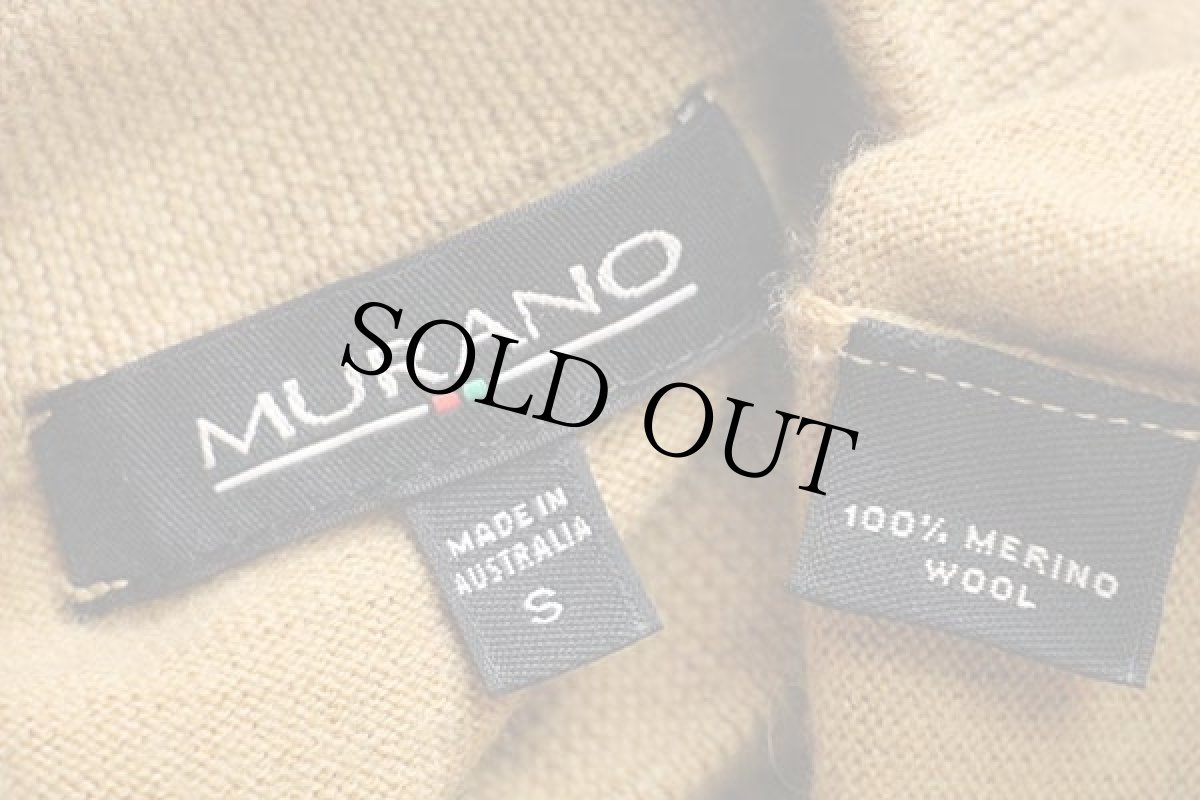 画像4: オーストラリア製 MURANO 無地 モックネック メリノウールニット セーター 薄茶 S (4)