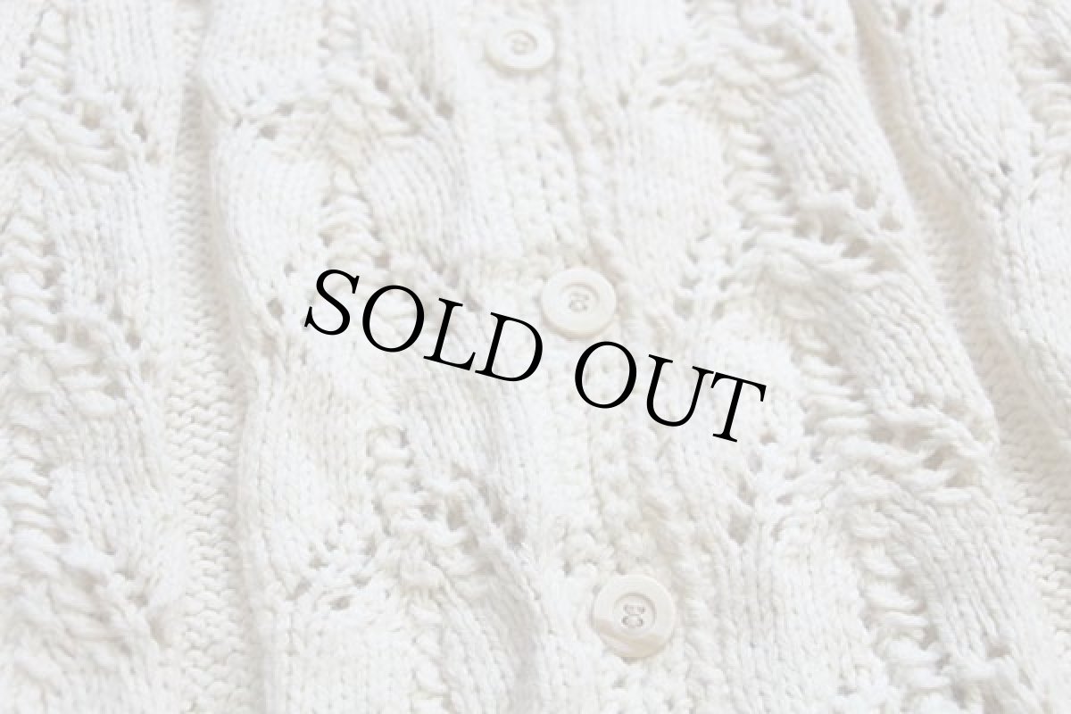 画像6: ビンテージ スタンドカラー カギ編み ウール×アクリル ハンドニット ポンチョ ナチュラル (6)