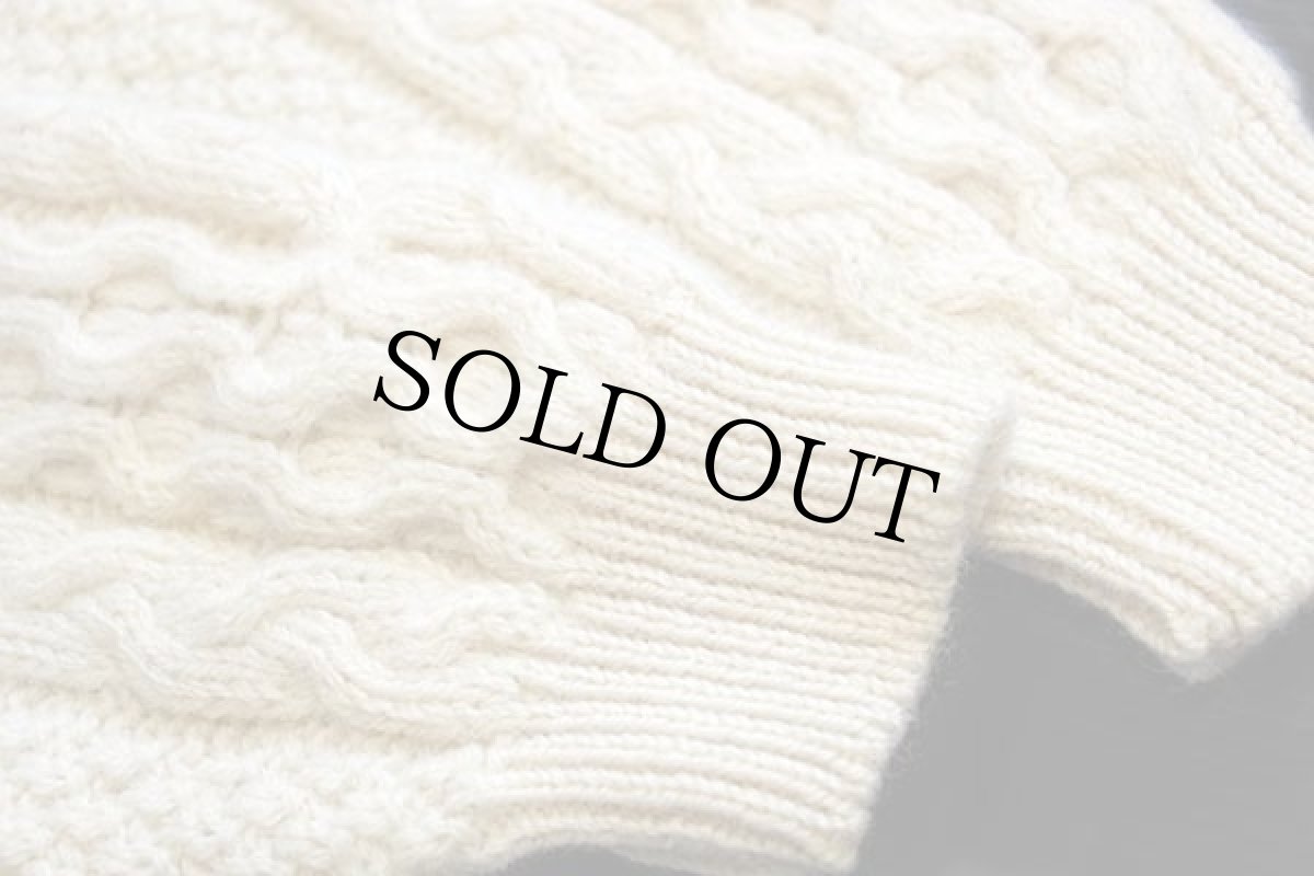 画像6: TIVOLI aran ケーブル編み ウールニット カーディガン ナチュラル L★フィッシャーマン (6)