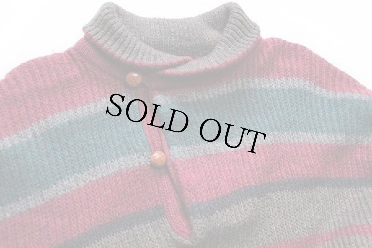 画像3: 90s BOSTON TRADERS ランダムボーダー ショールカラー ウールニット セーター L (3)