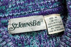 画像4: 90s STJOHN'SBAY アクリルニット セーター 緑×紫×白 ミックス M (4)