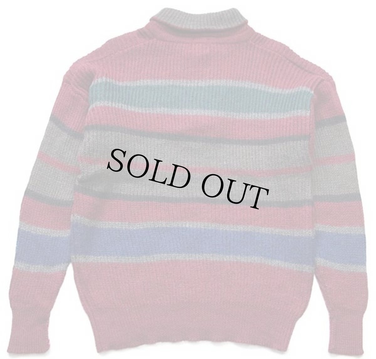 画像2: 90s BOSTON TRADERS ランダムボーダー ショールカラー ウールニット セーター L (2)